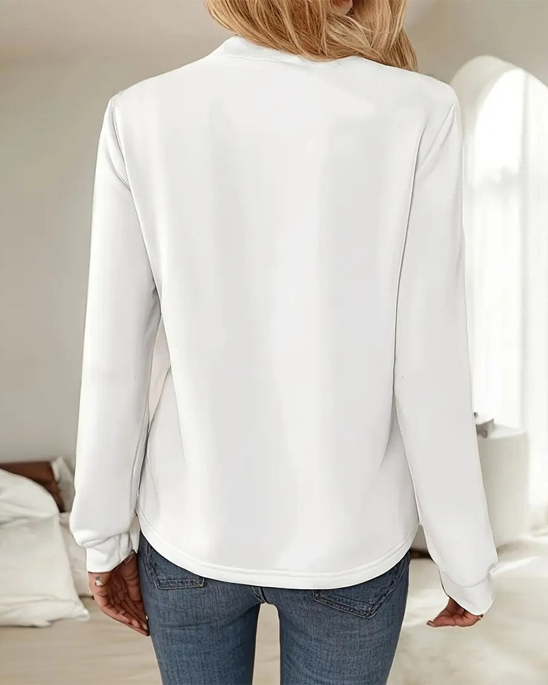 Genser Casual Rund Hals Sløyfe