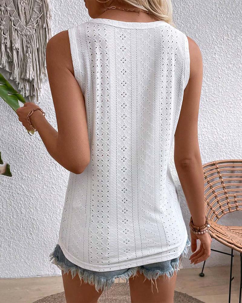 Tank Top Ermløs Hul Knapp