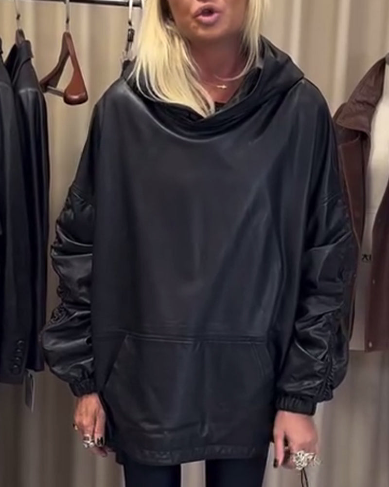 Løs Hettegenser I Pu-Skinn