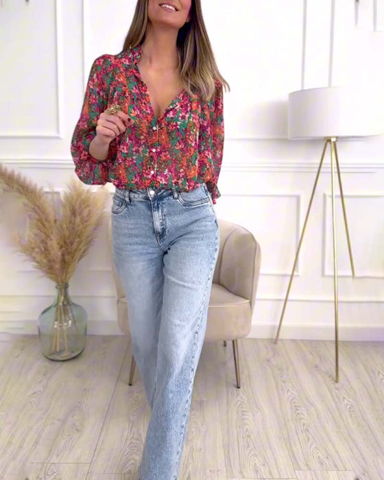 Skjorte med trykk med puffermer