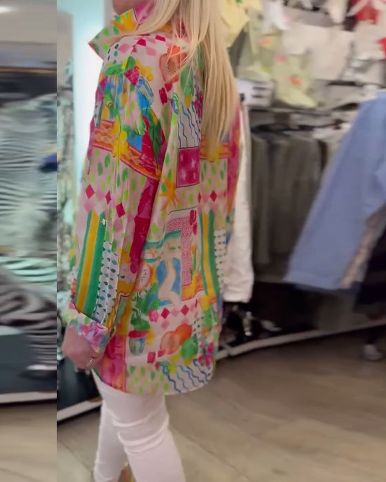 Skjorte Fargerik Stilig Krage