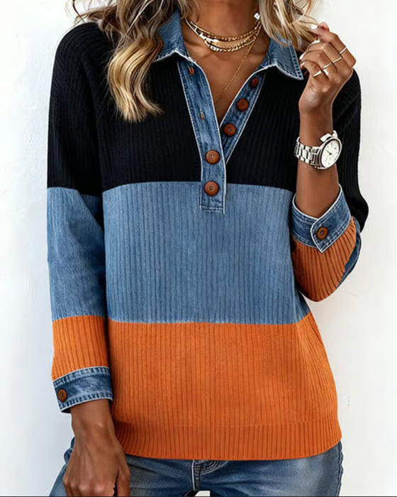 Stilfull Topp Med Revers Og Kontrastfarge