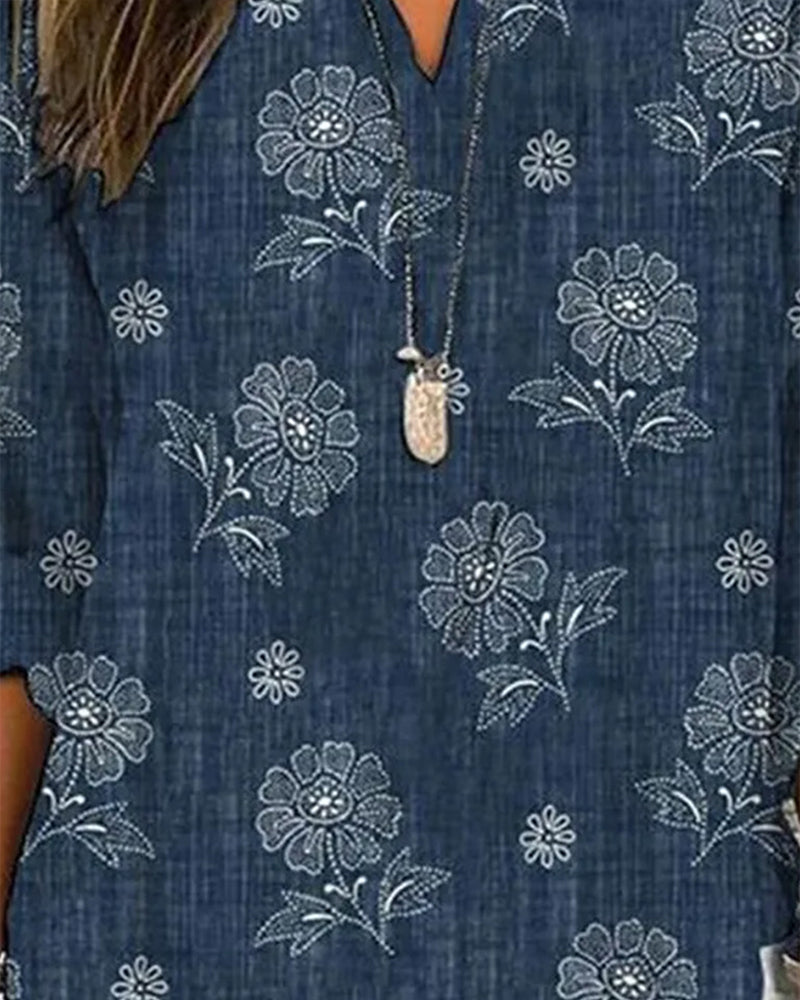 Casual bluse med blomstertrykk