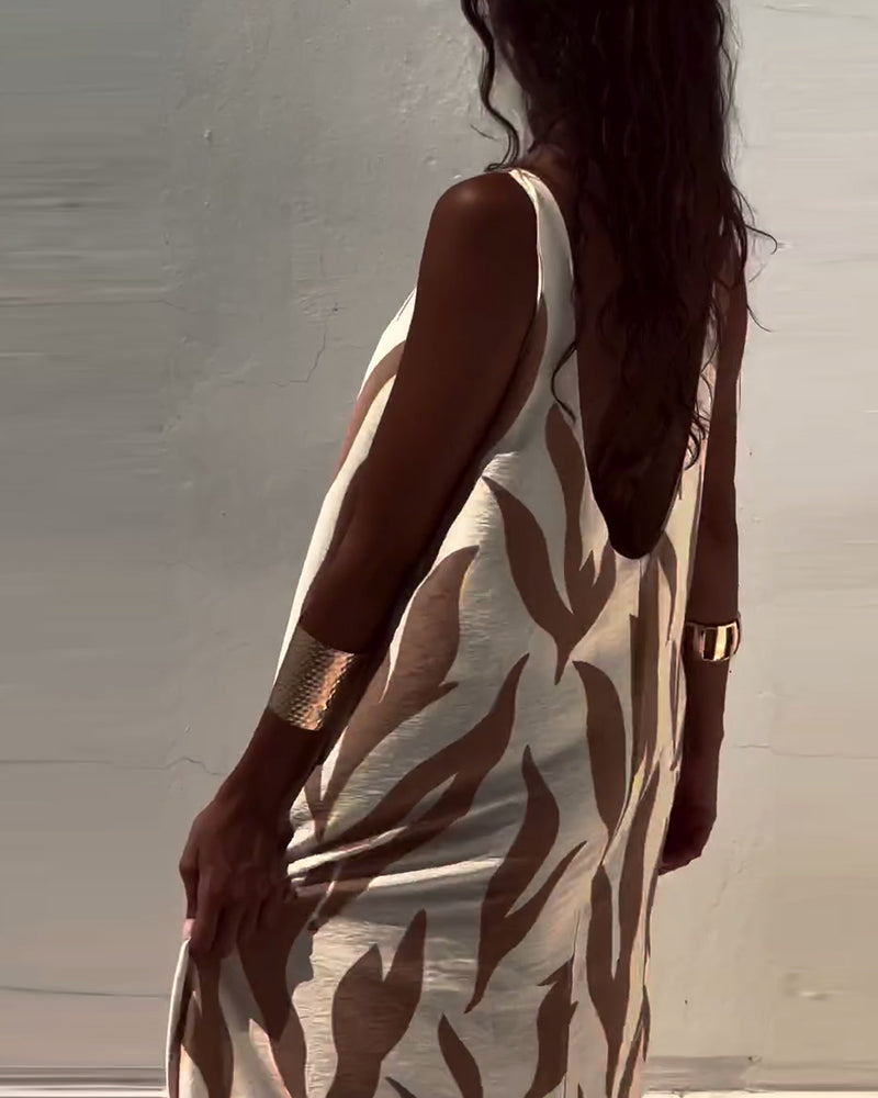 Kjole Ermeløs Ryggløs Trykt