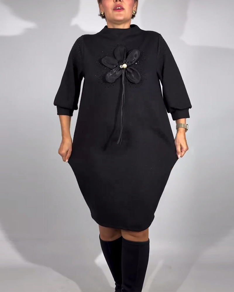 Kjole 3D Blomstermønster Moteriktig