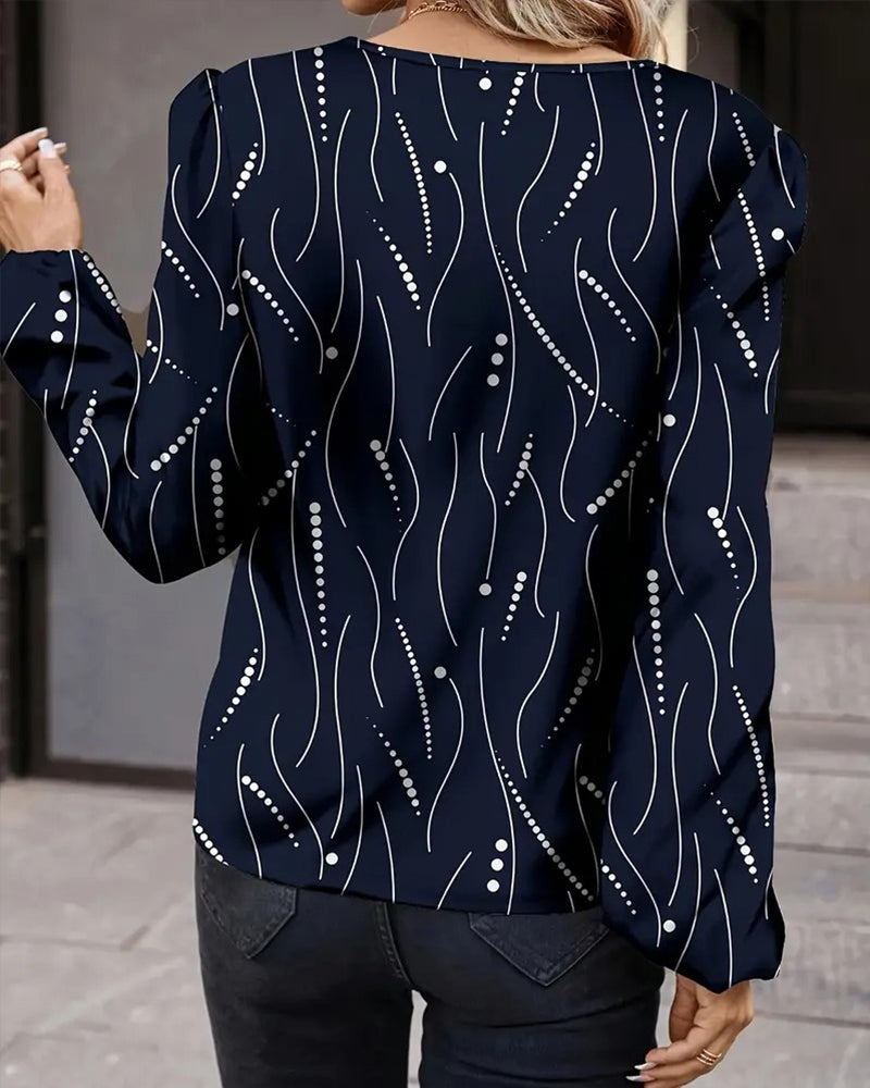 Bluse Prikket Trykk Langermet