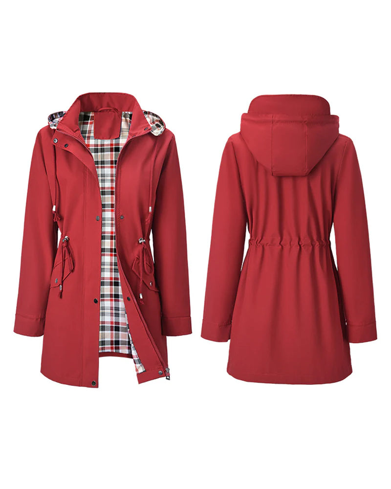 Dame Lang Vanntett Trenchcoat Med Hette