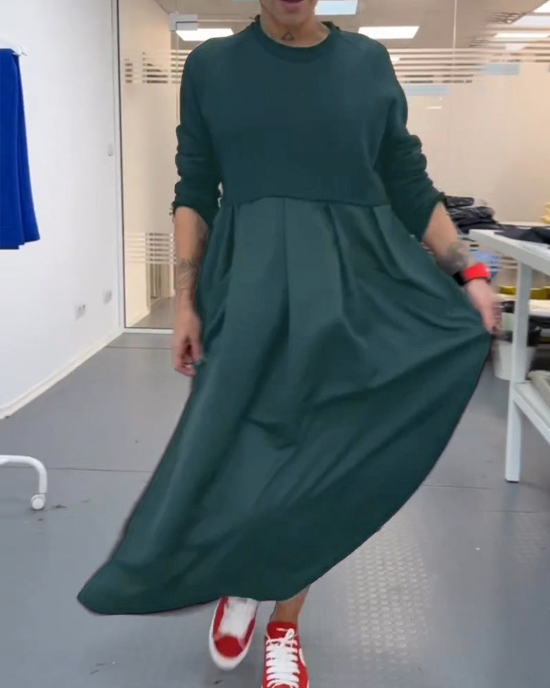 Maxi ensfarget fritidskjole