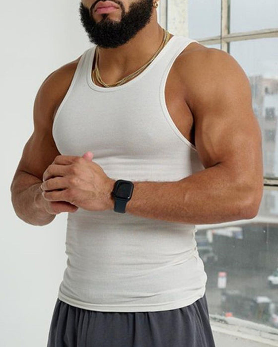 Ensfarget ermeløs vest for menn