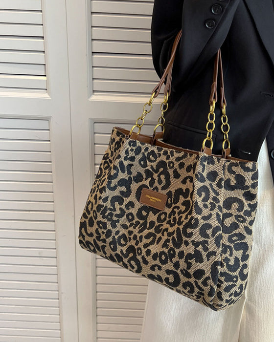 Skulderveske med leopardmønster