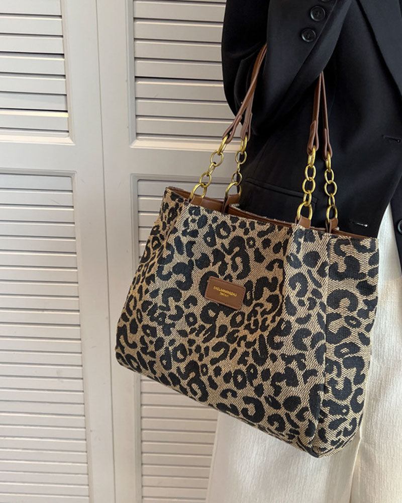 Skulderveske med leopardmønster