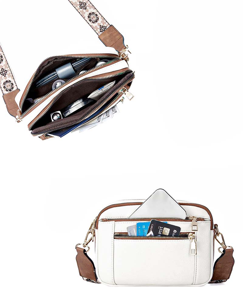 Multifunksjonell crossbody-veske med glidelås