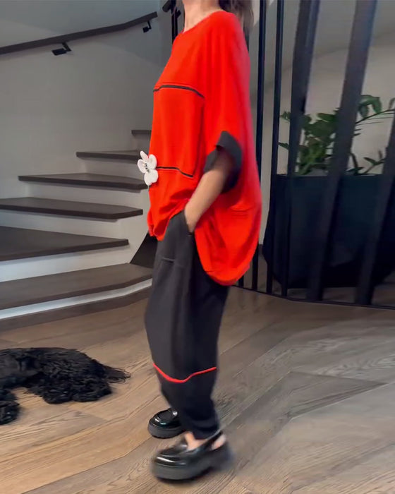 Sett Med Løse Bloomers Casual Fargeblokkering