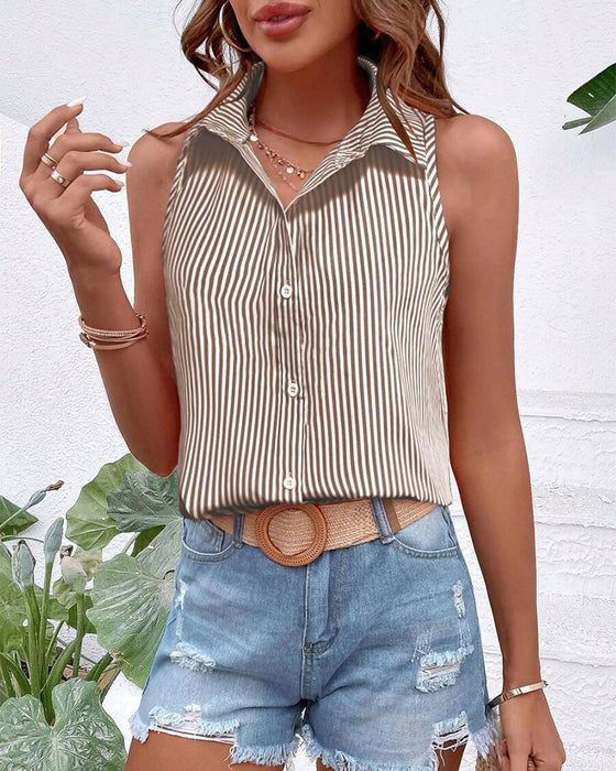 Tanktop Uten Ermer Krage Stripet