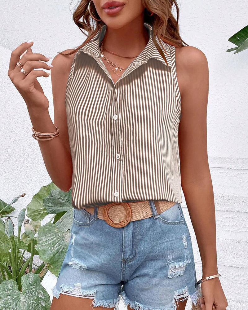 Tanktop Uten Ermer Krage Stripet