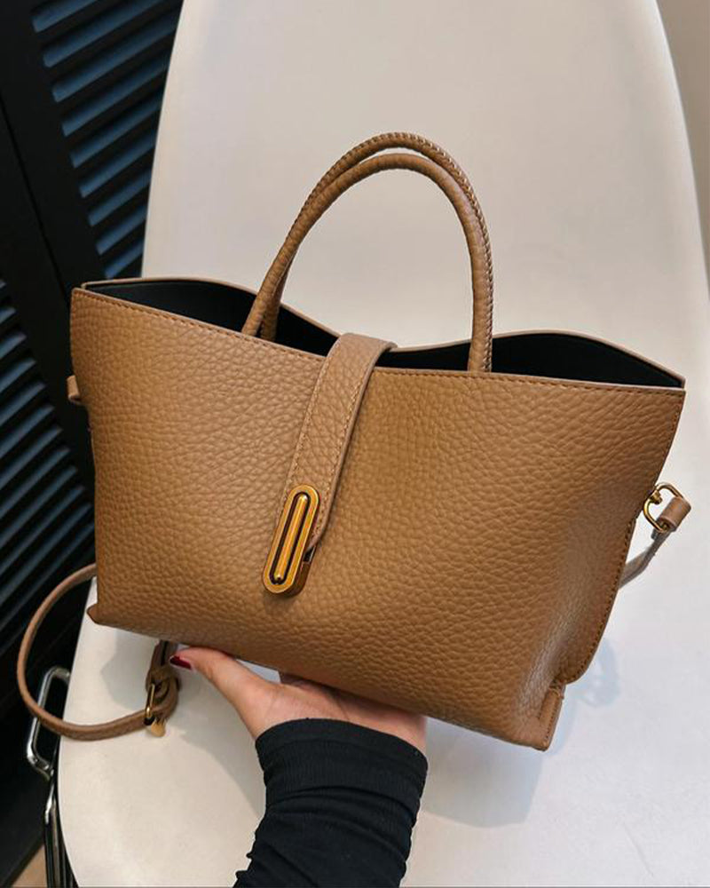 Kvinne Elegant Ensfarget Fransk Stil Håndveske