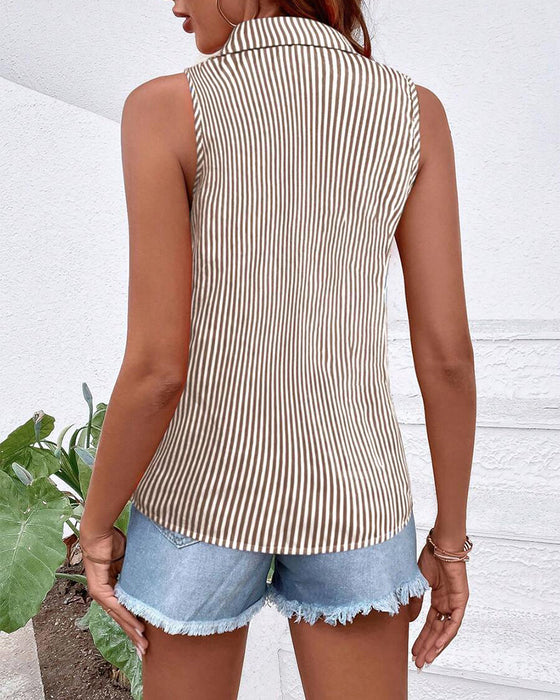 Tanktop Uten Ermer Krage Stripet