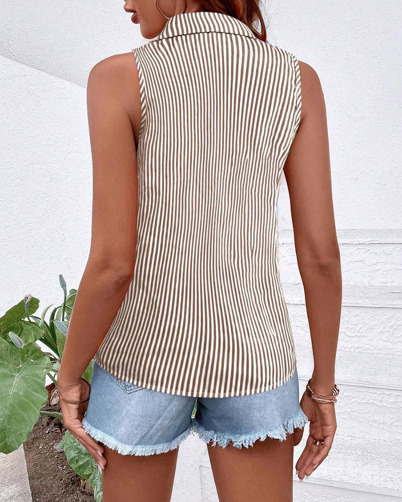 Tanktop Uten Ermer Krage Stripet