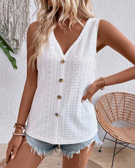 Tank Top Ermløs Hul Knapp
