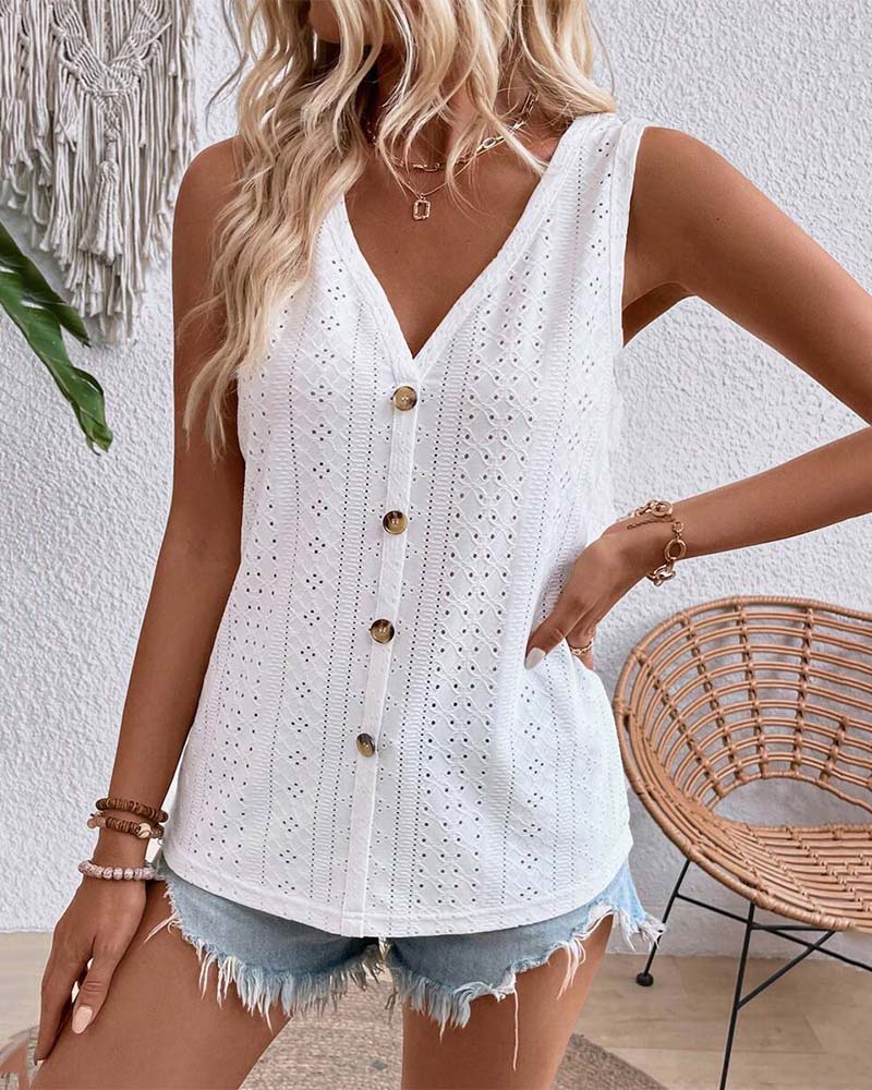Tank Top Ermløs Hul Knapp