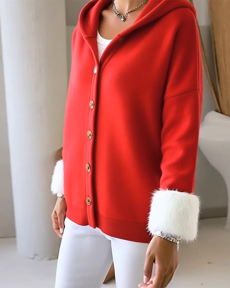 Jakke Koselig Plüsch Lappeteppe Med Hette