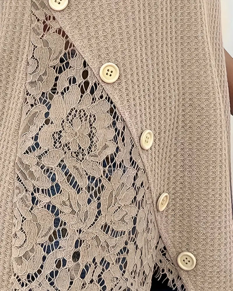 T-Skjorte Blonder Panel Strikket