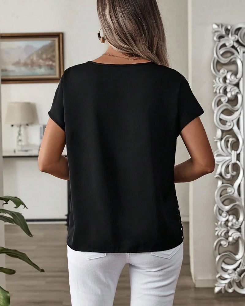 T-skjorte Rund Hals Polka Dot Trykk