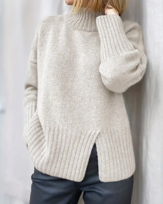 Ensfarget Høyhalset Genser