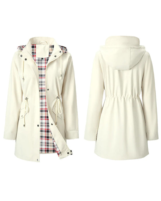 Dame Lang Vanntett Trenchcoat Med Hette