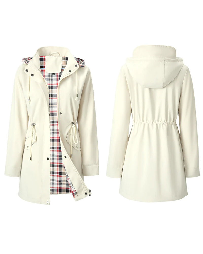 Dame Lang Vanntett Trenchcoat Med Hette