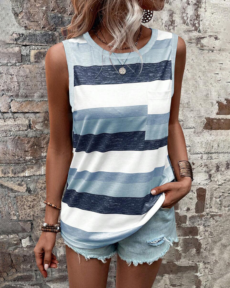 Tank Topp Stripet Trykk Casual