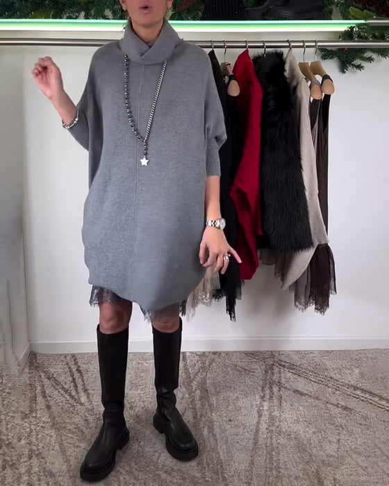 Stropper Blonder Mesh Kjole Drakt Høy Krage Flagermuserm