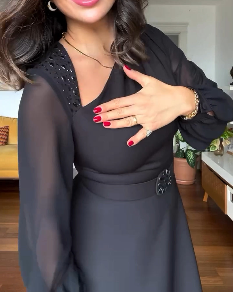 Kjole Beaded Puff Sleeve Midje Midje