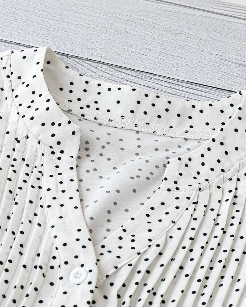 Bluse Volangerm V-Hals Prikkete