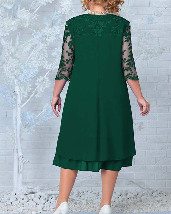 Kjole tilfeldig løs brodert chiffon