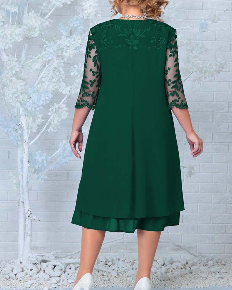 Kjole tilfeldig løs brodert chiffon