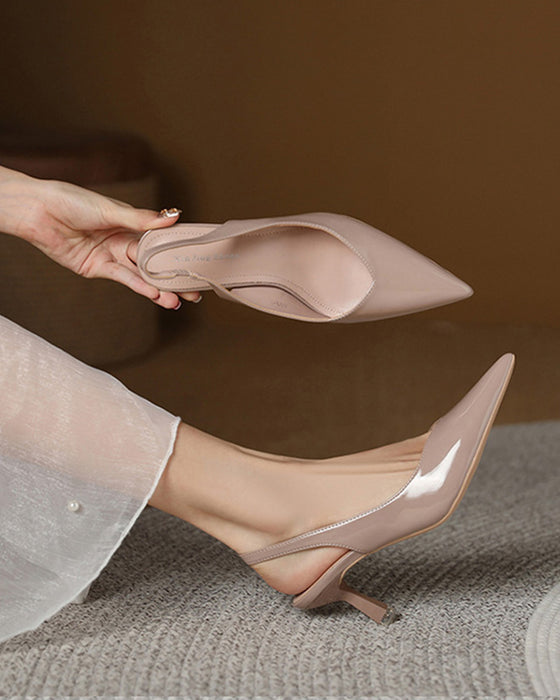 Ensfarget temperament høye hæler med spiss tå