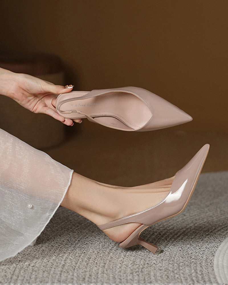 Ensfarget temperament høye hæler med spiss tå