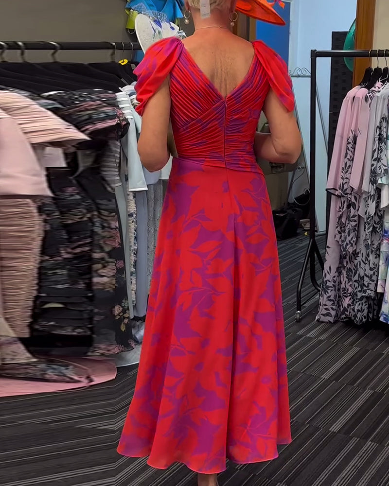 Plissert kjole med slits