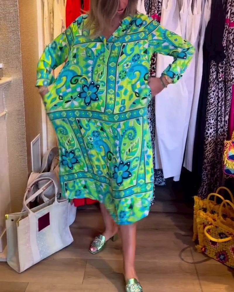 Kjoler med løs passform og trykk og lommer