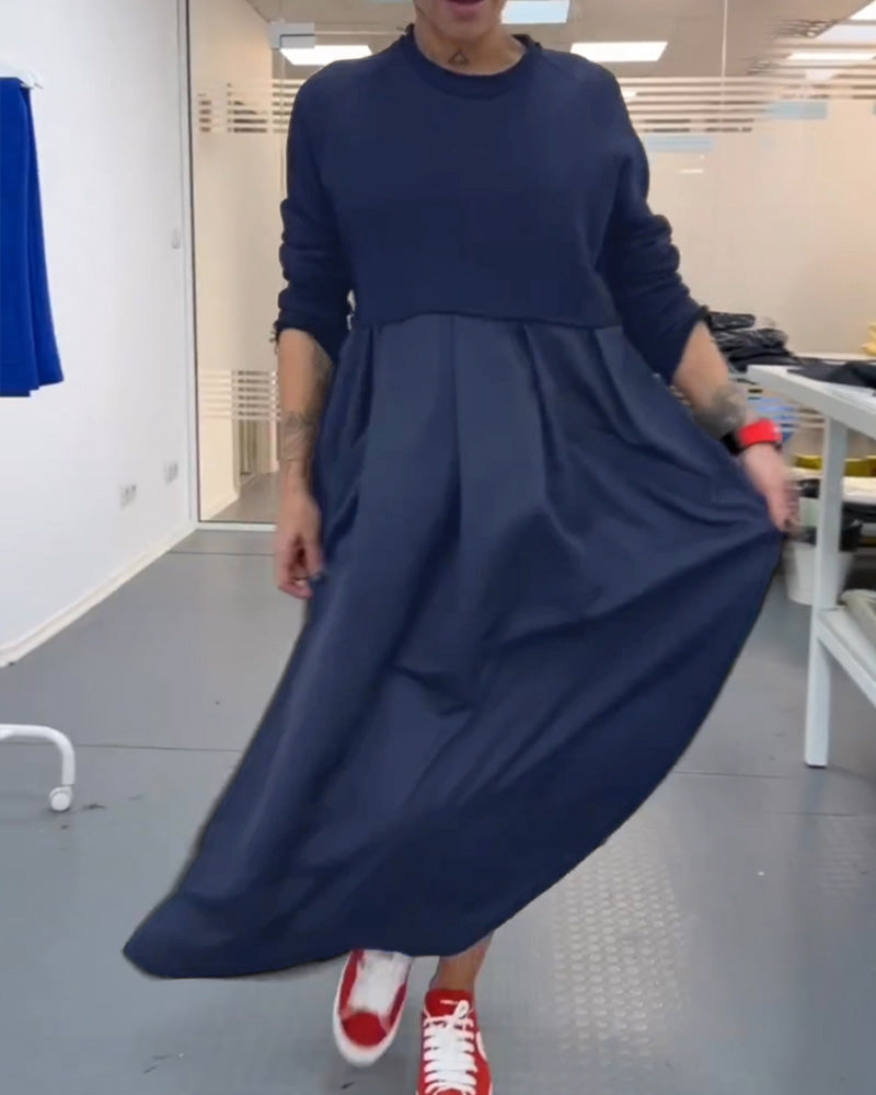 Maxi ensfarget fritidskjole
