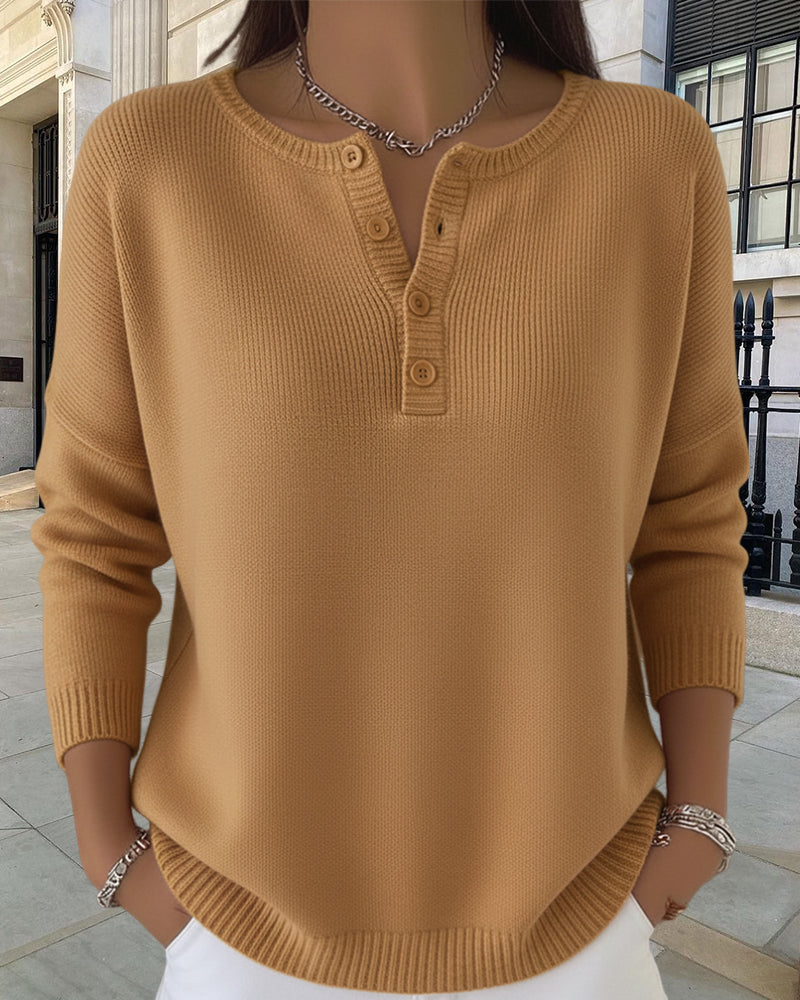 Langermet Ensfarget Cardigan Med Knapper