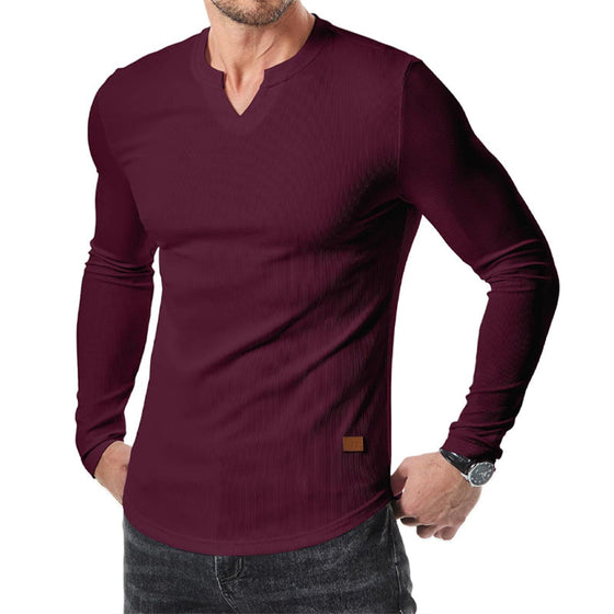 Skjorte Herre Slim Fit V-Hals Longline Muscle