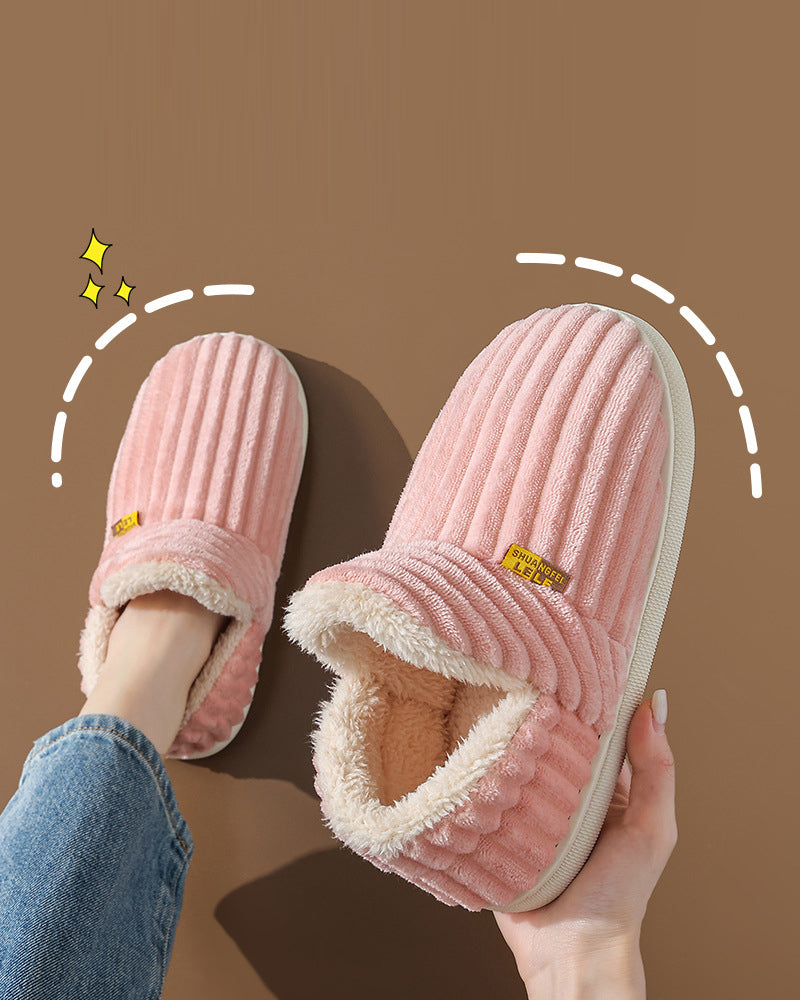 Hjemme varme flate sko i ensfarget