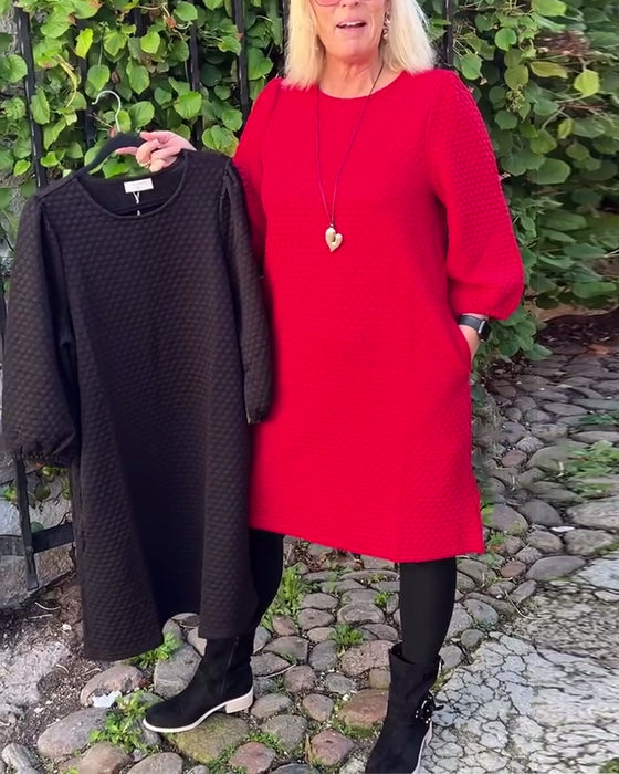 Kjole avslappet ensfarget rund hals