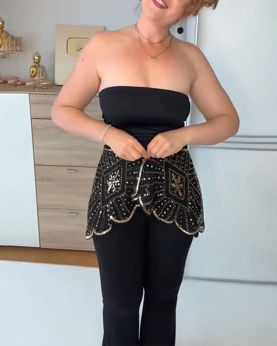 Sjal Vintage Blonder med Perler