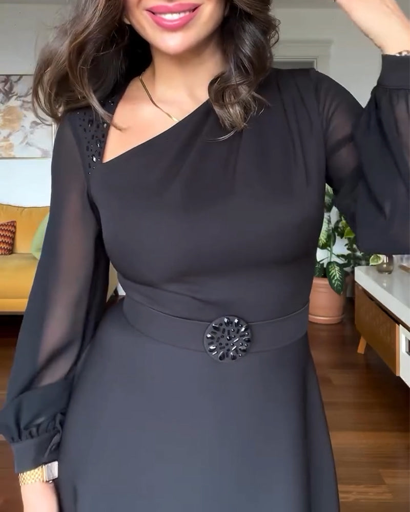 Kjole Beaded Puff Sleeve Midje Midje