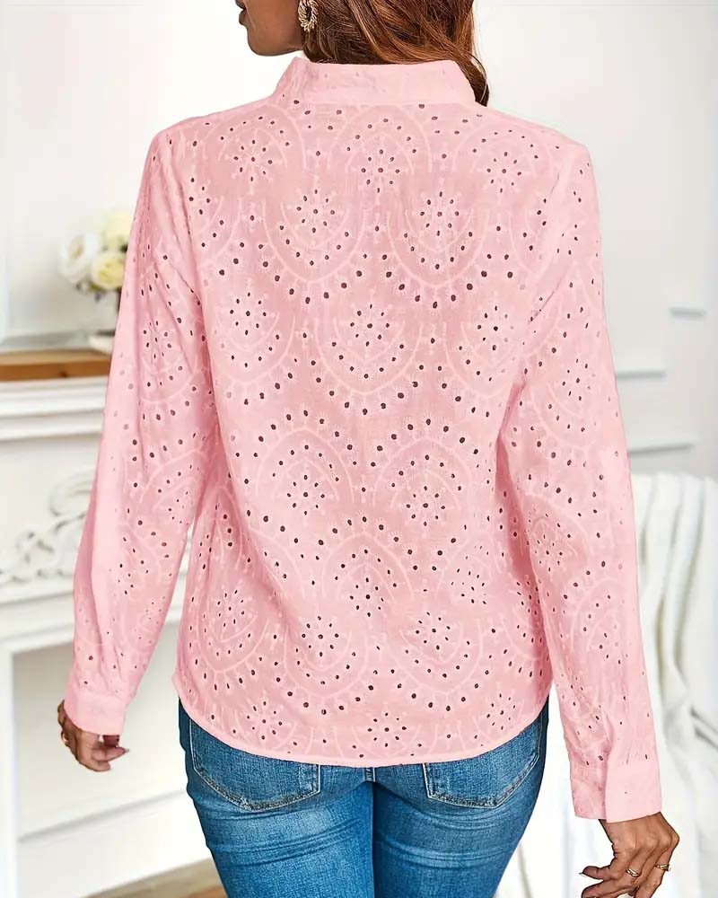 V-hals hul ensfarget elegant topp