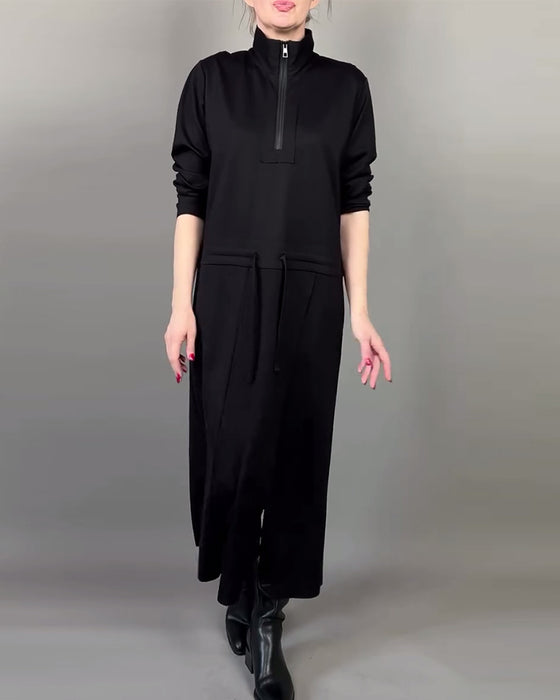 Kjole Med Zip-Hals Og Trendig Stemning