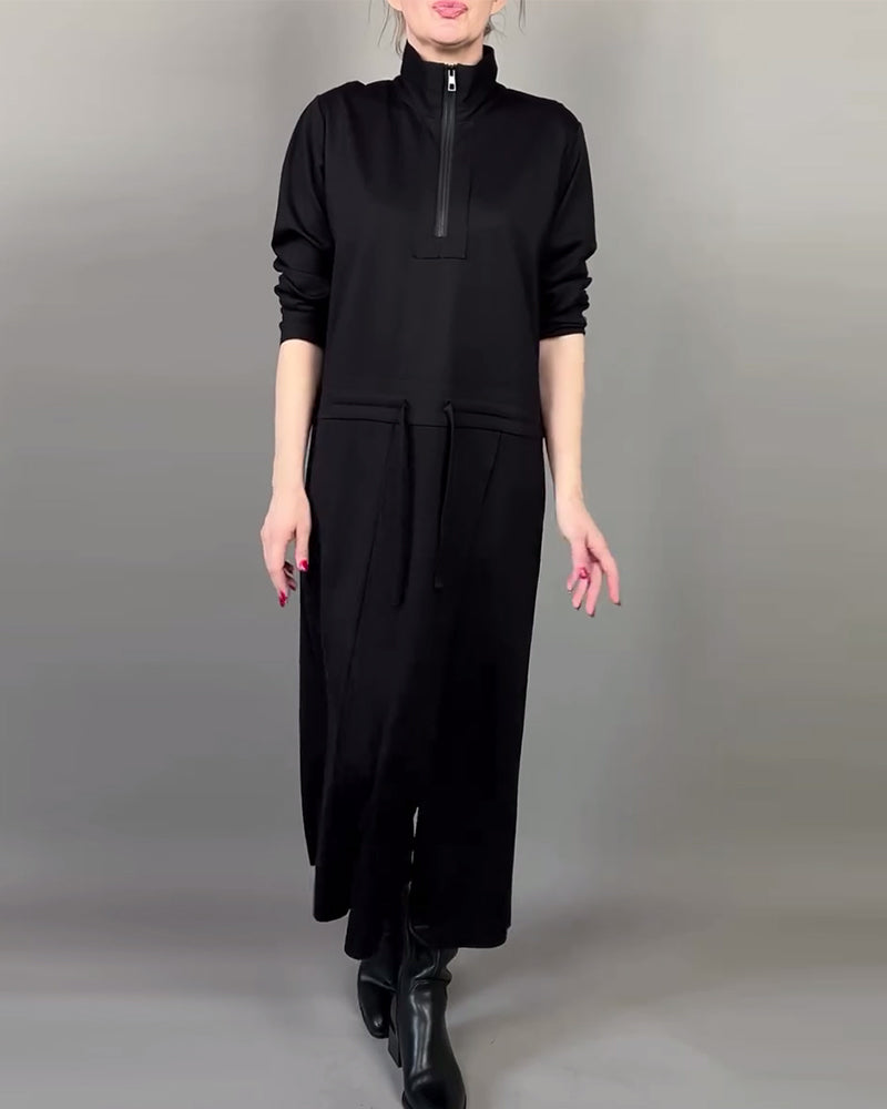 Kjole Med Zip-Hals Og Trendig Stemning